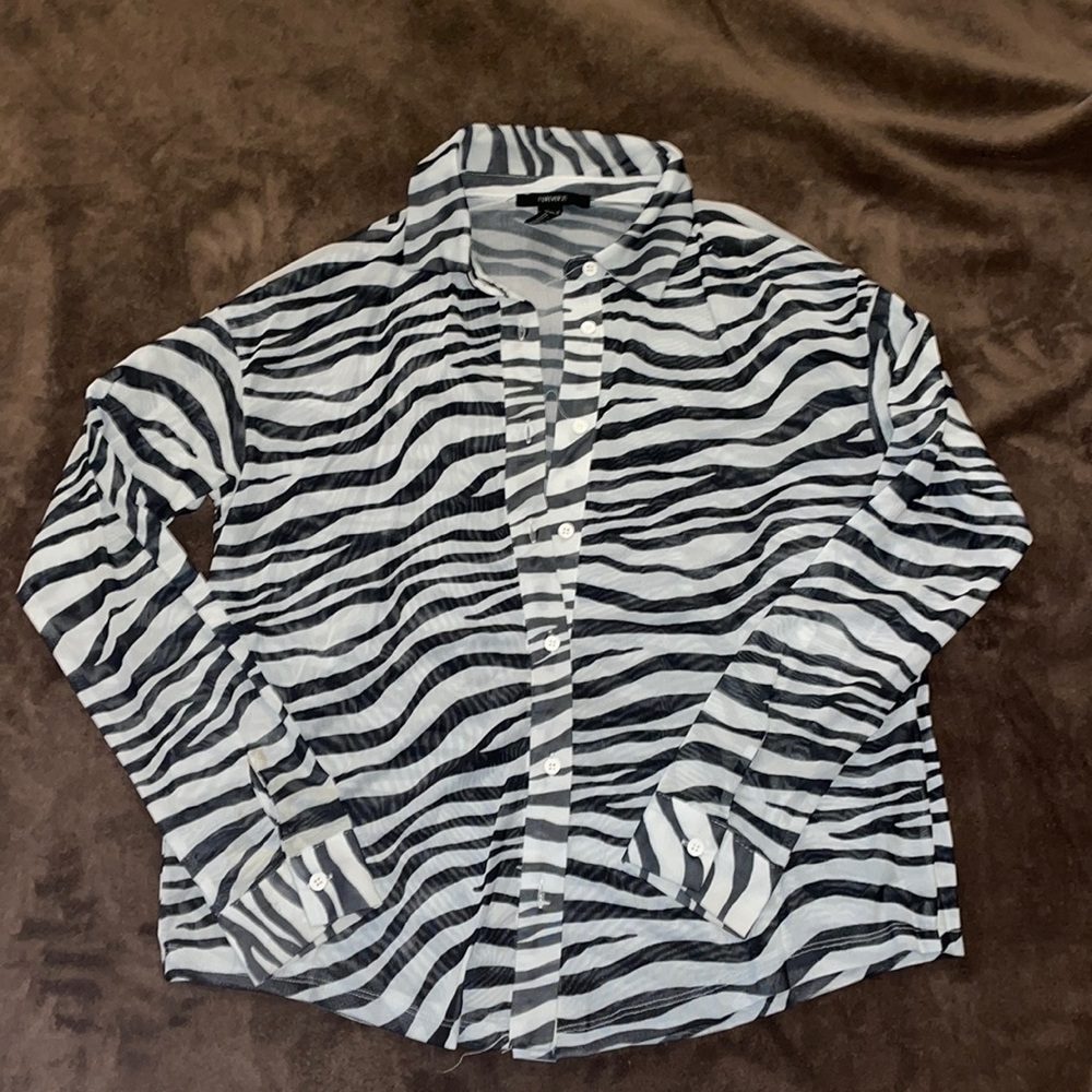 Mesh Zebra Print Top